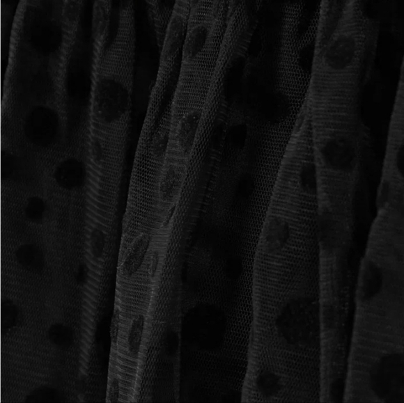 BATSHEVA black flocked tulle short sleeve dress, size 2 - Picture 2 of 13